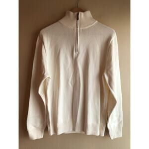 New J.Crew Knit Mens Turtleneck White Medium Sweater Long Sleeve